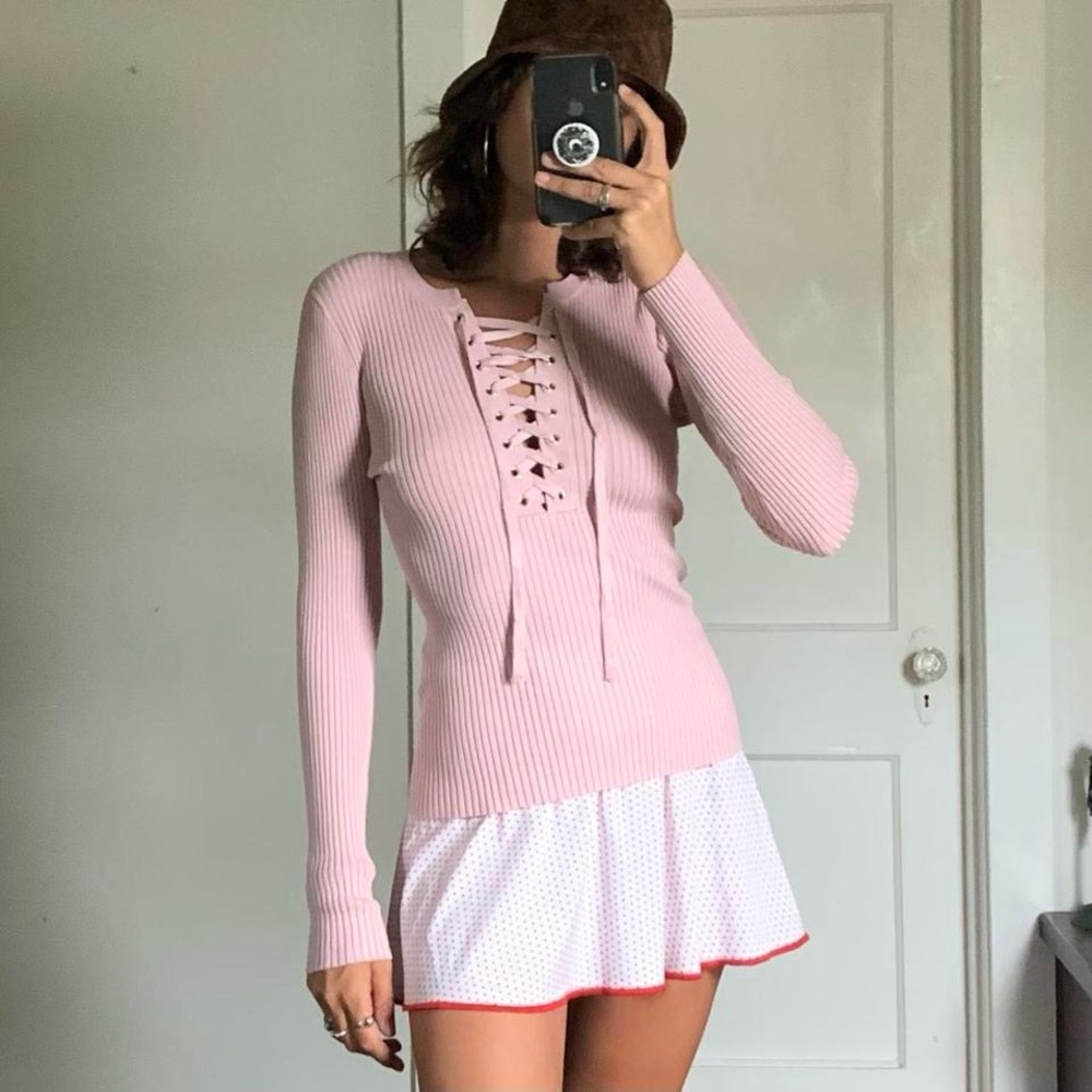 Pale pink long sleeve top